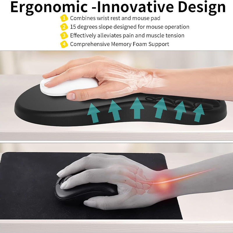Memory Foam Wrist Support Mouse Pad with PU Base