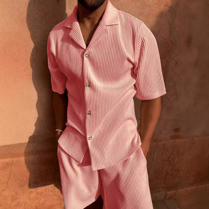 Men Corduroy Casual Shorts Set