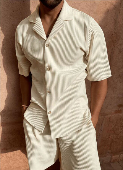 Men Corduroy Casual Shorts Set