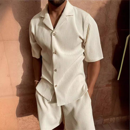 Men Corduroy Casual Shorts Suit