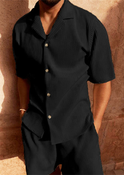 Men Corduroy Casual Shorts Suit