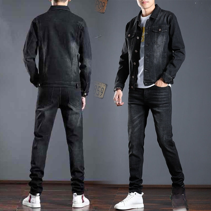 Men Denim Cotton Two Piece Suit