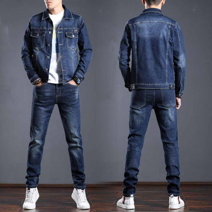Men Denim Cotton Two Piece Suit