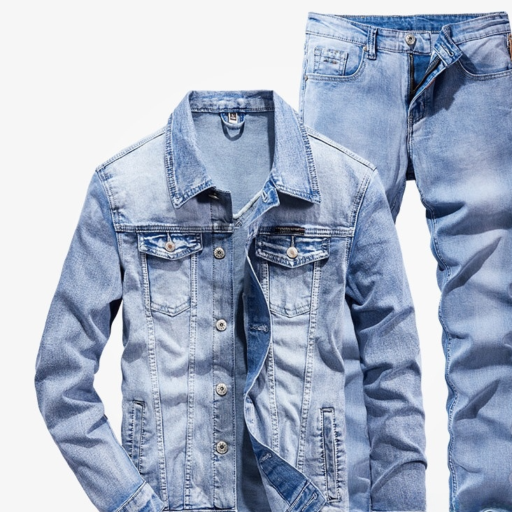 Men Denim Cotton Two Piece Suit