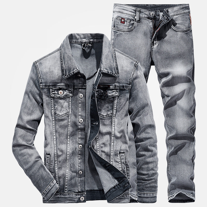 Men Denim Cotton Two Piece Suit
