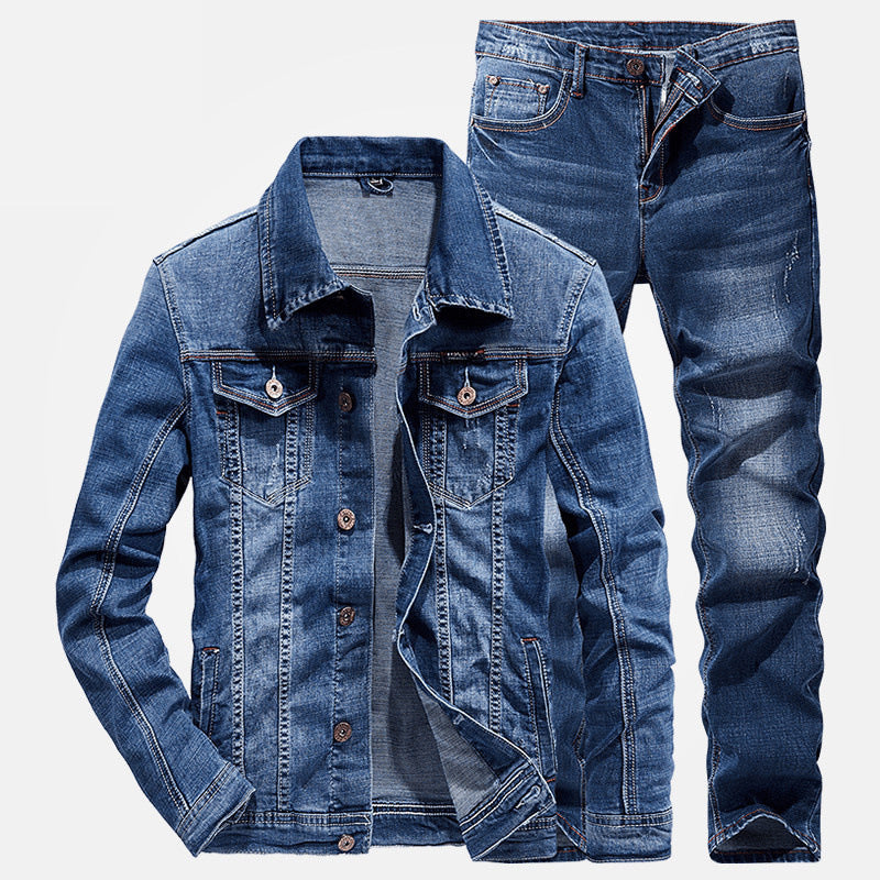 Men Denim Cotton Two Piece Suit
