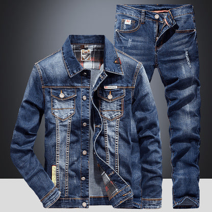 Men Denim Cotton Two Piece Suit