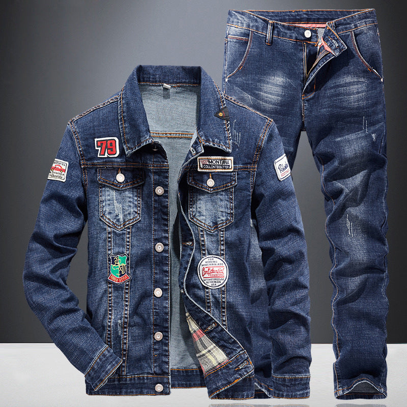 Men Denim Cotton Two Piece Suit