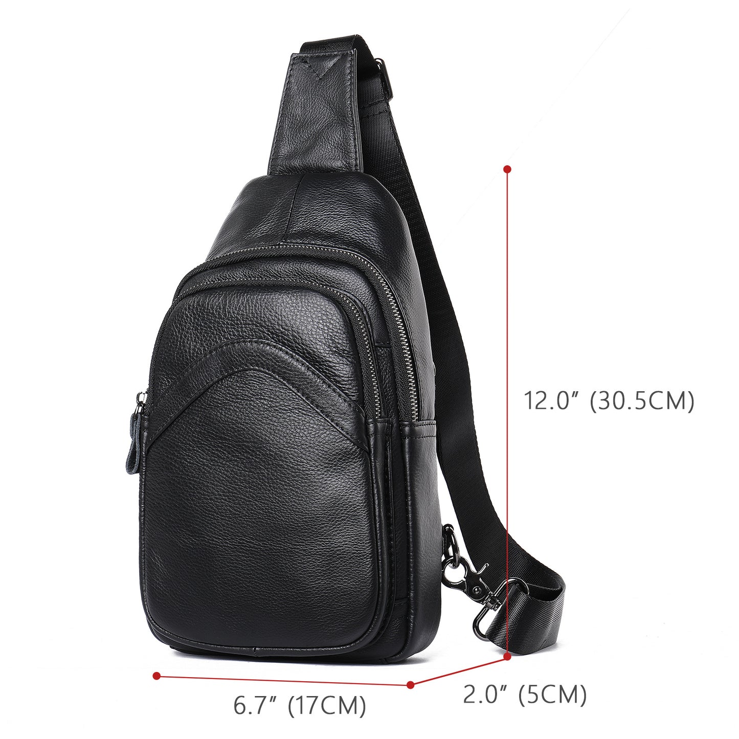 Men Genuine Leather Chest Bag Shoulder Messenger Bag