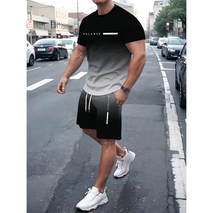 Men Gradient Sportswear Shorts Set