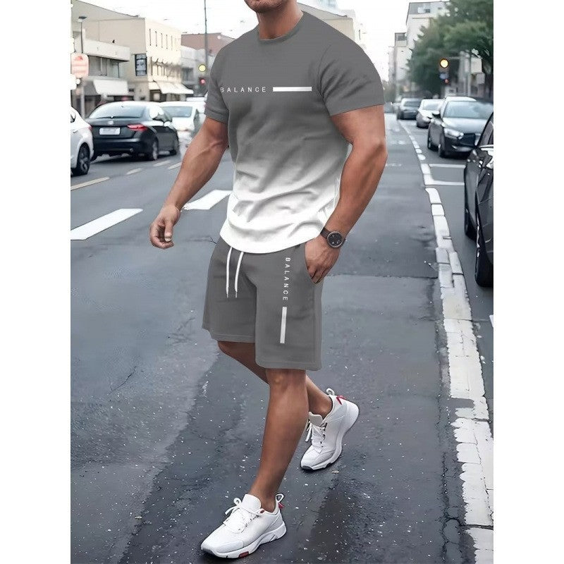 Men Gradient Sportswear Shorts Set