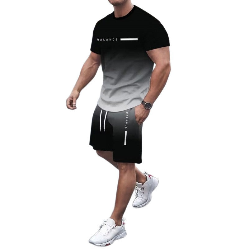 Men Gradient Sportswear Shorts Set