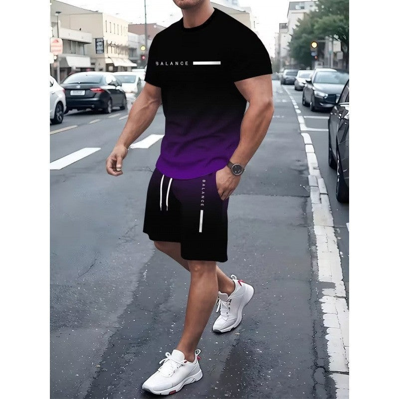 Men Gradient Sportswear Shorts Set