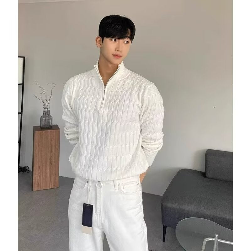 Men Half Zip Knit Sweater