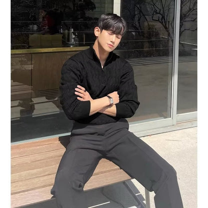 Men Half Zip Knit Sweater