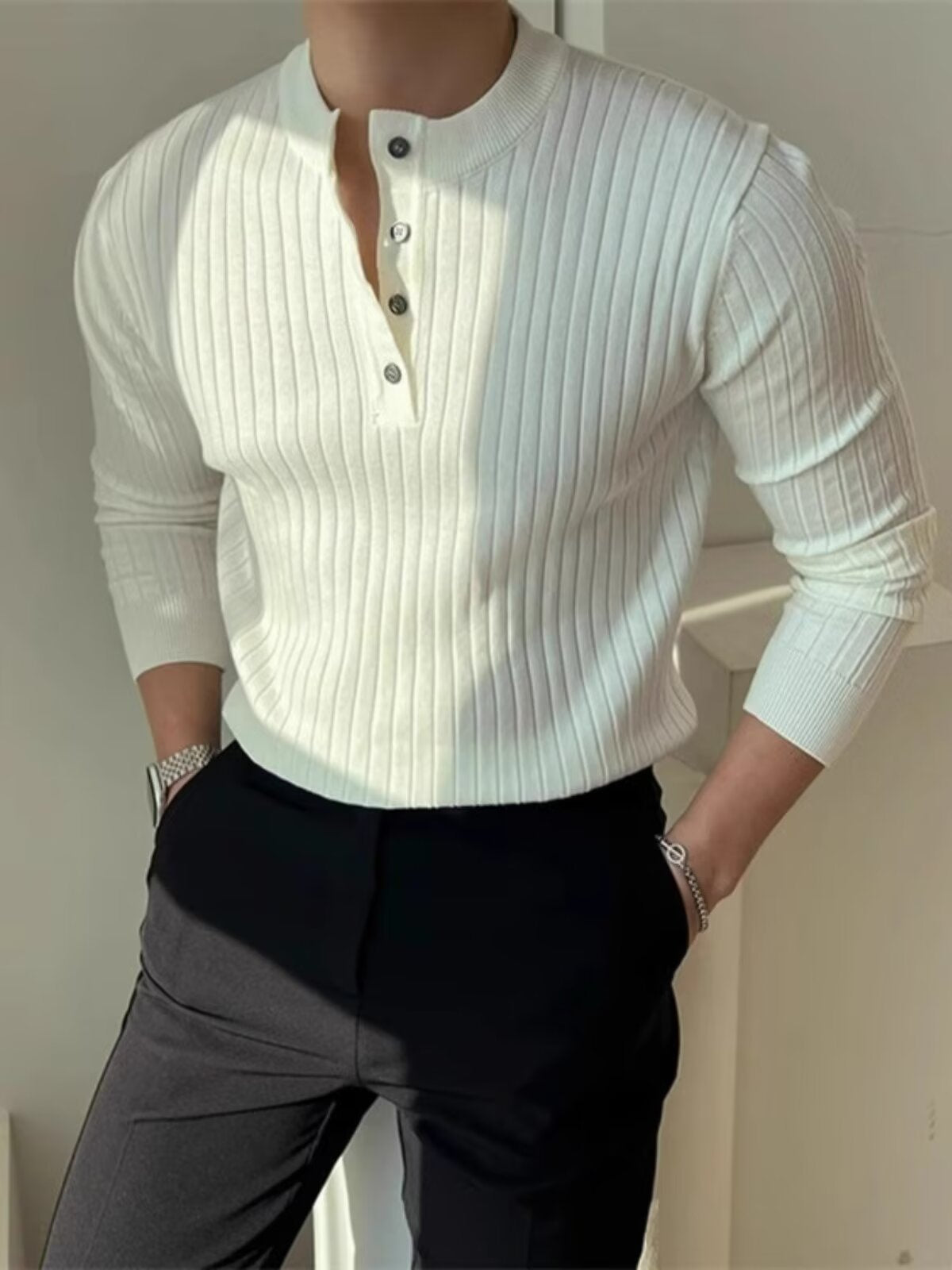 Men Half Zip Knit Sweater