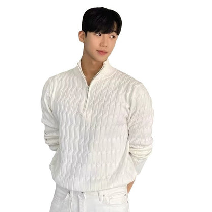 Men Half Zip Knit Sweater