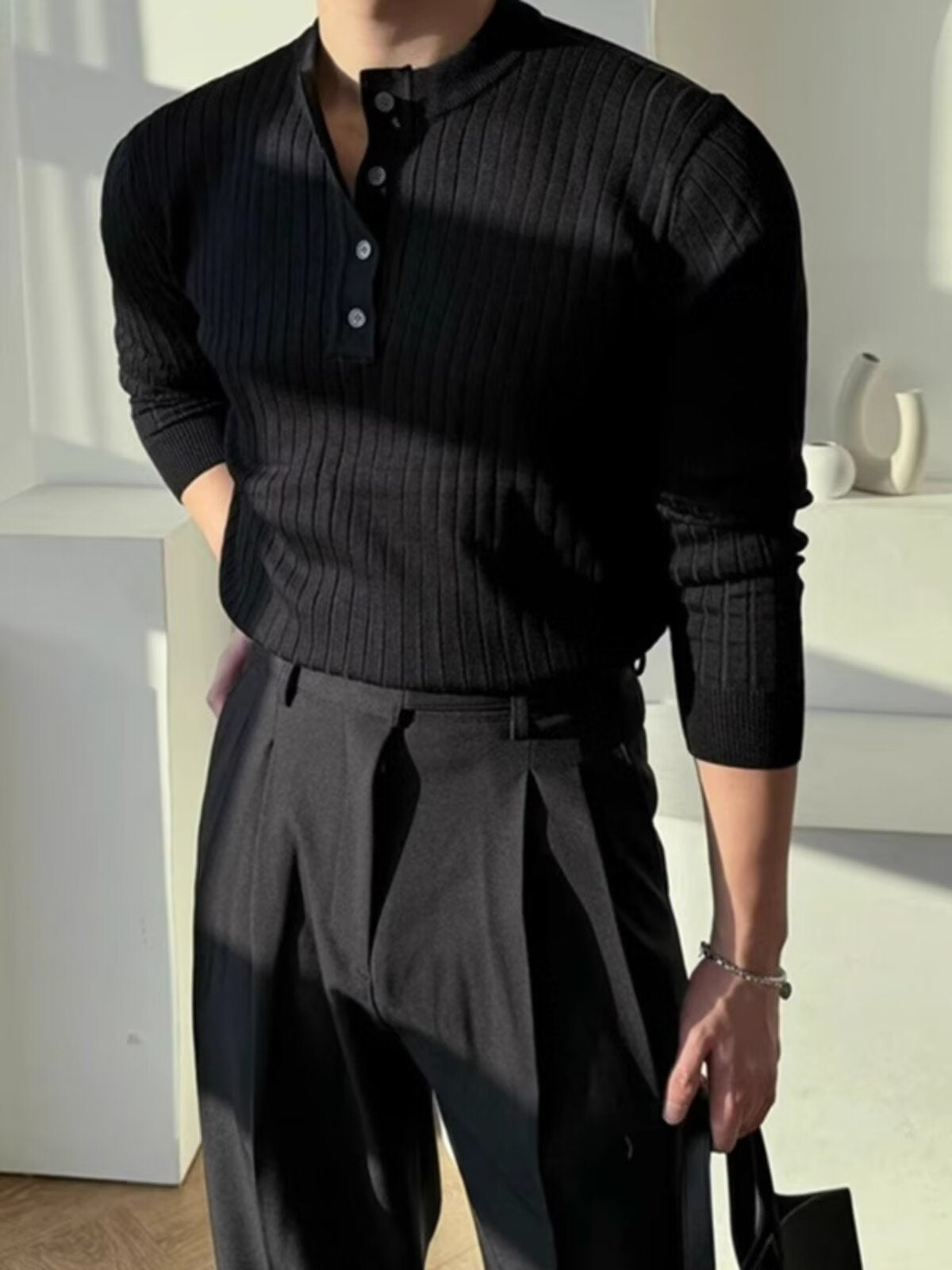 Men Half Zip Knit Sweater
