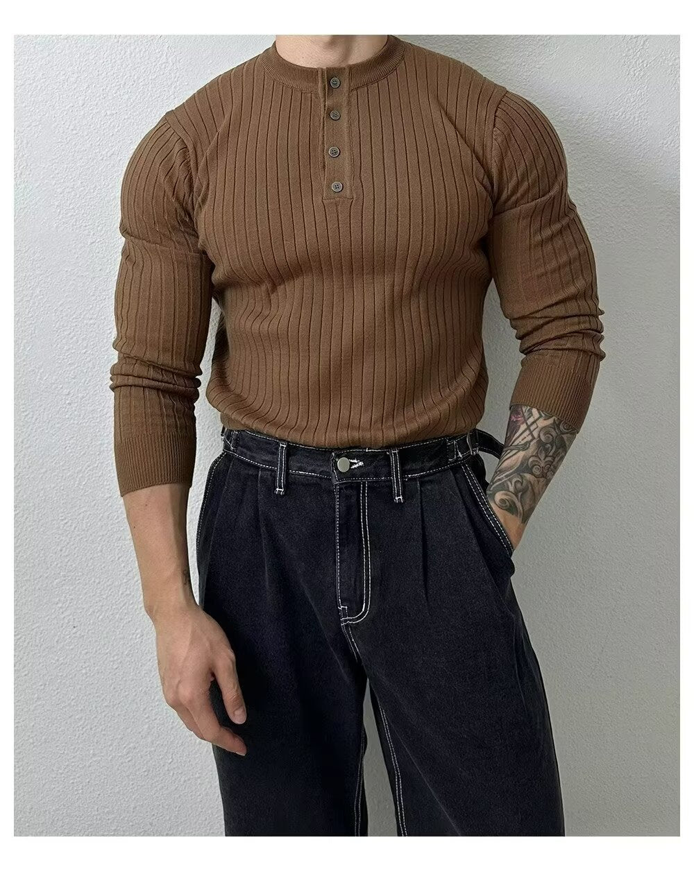 Men Half Zip Knit Sweater