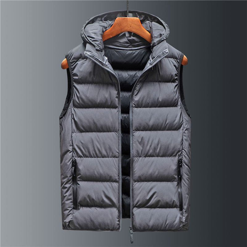 Men Hooded Cotton Vest Thickened Winter Outerwear