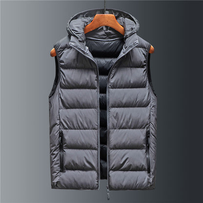 Men Hooded Cotton Vest Thickened Winter Outerwear