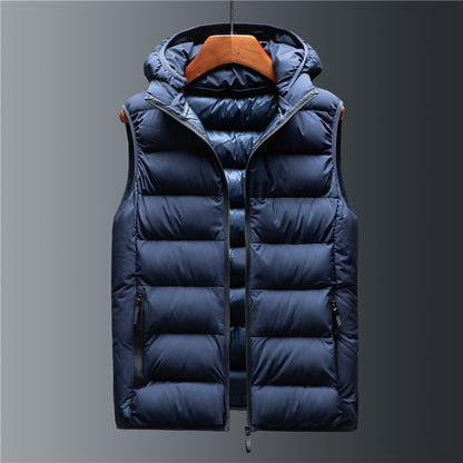 Men Hooded Cotton Vest Thickened Winter Outerwear