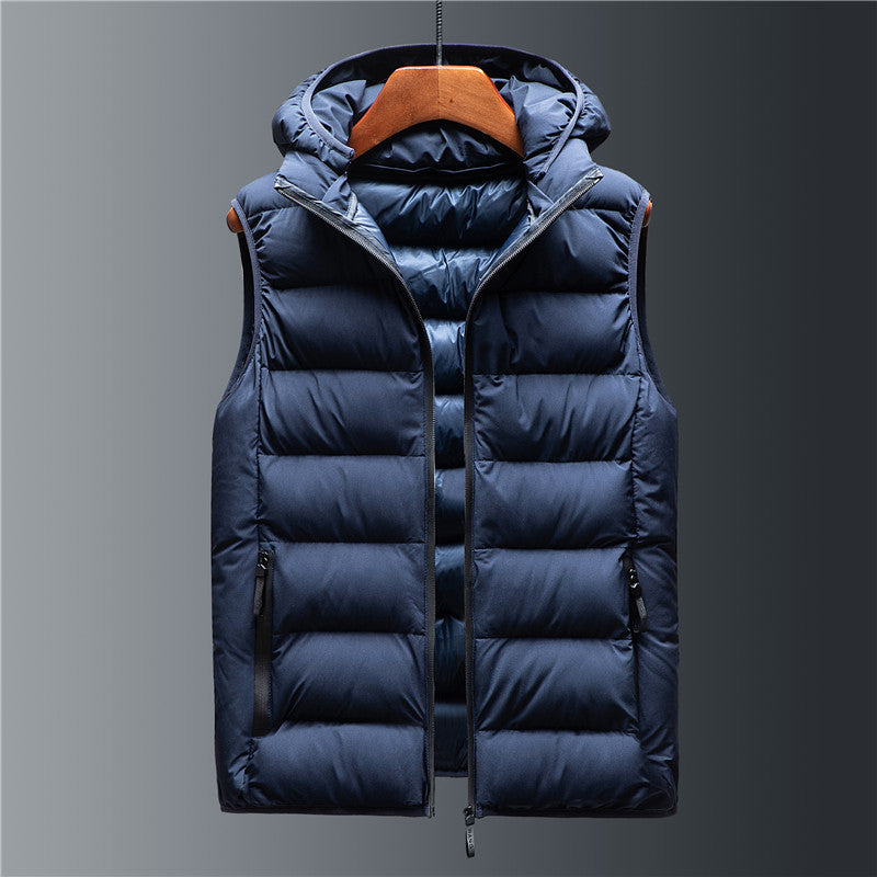 Men Hooded Cotton Vest Thickened Winter Outerwear