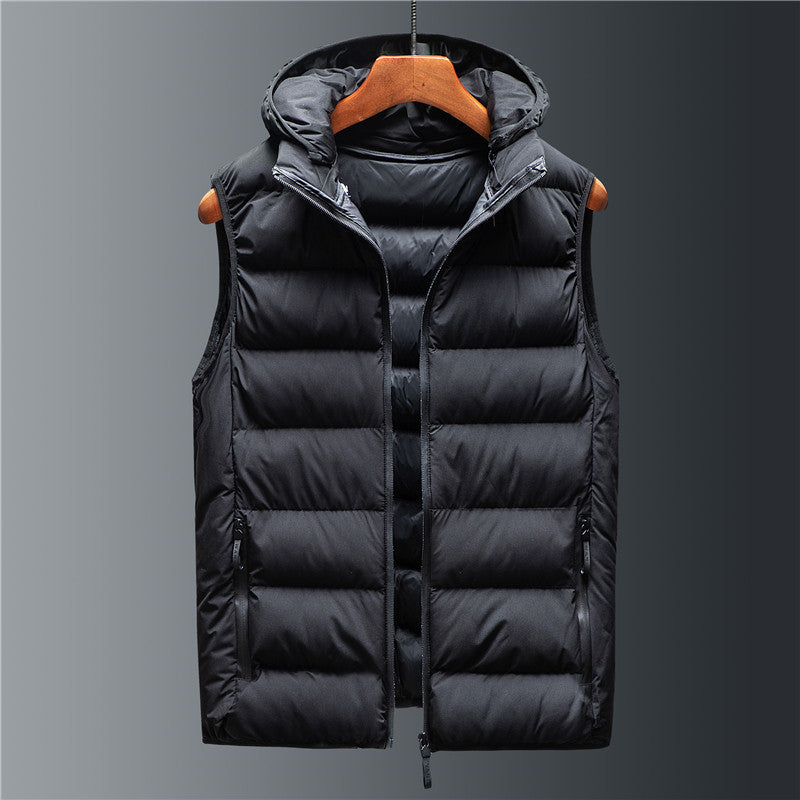 Men Hooded Cotton Vest Thickened Winter Outerwear