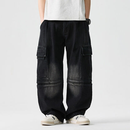 Men Multi Pocket Spliced Denim Pants