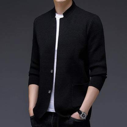 Men Non-Iron Knit Cardigan Long Sleeve Straight Sweater Jacket