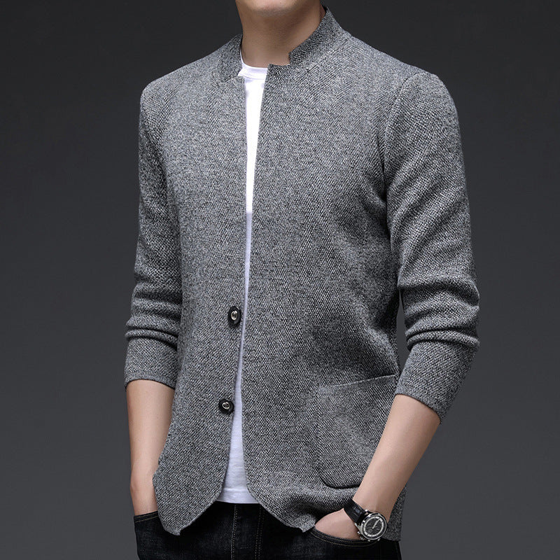 Men Non-Iron Knit Cardigan Long Sleeve Straight Sweater Jacket