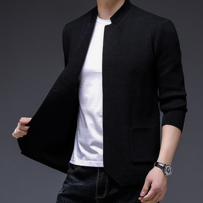 Men Non-Iron Knit Cardigan Long Sleeve Straight Sweater Jacket