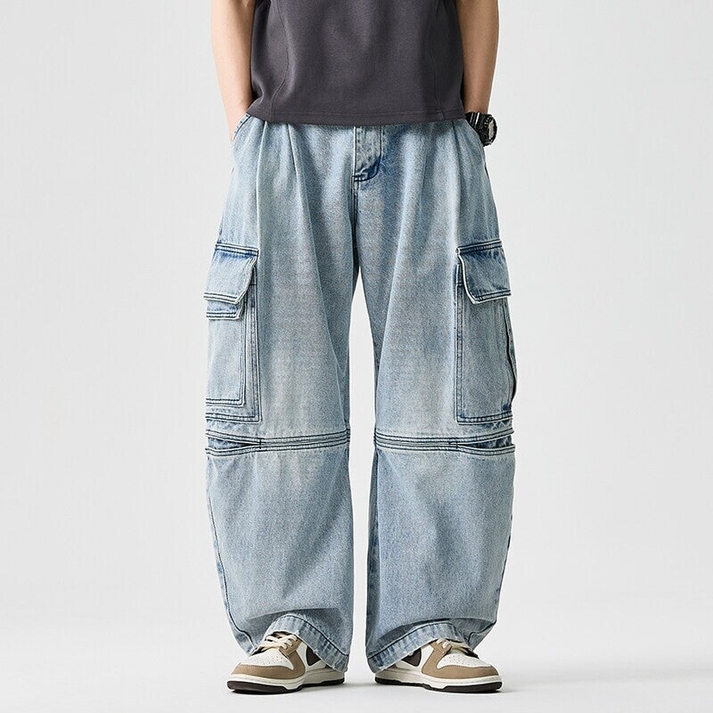 Men Oversize Harem Jeans Plus Size Retro Denim Work Pants