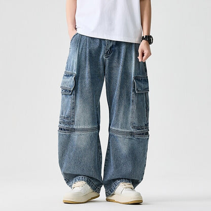 Men Oversize Harem Jeans Plus Size Retro Denim Work Pants