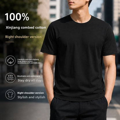 Men Pure Cotton Regular Shoulder Slim Fit T-shirt