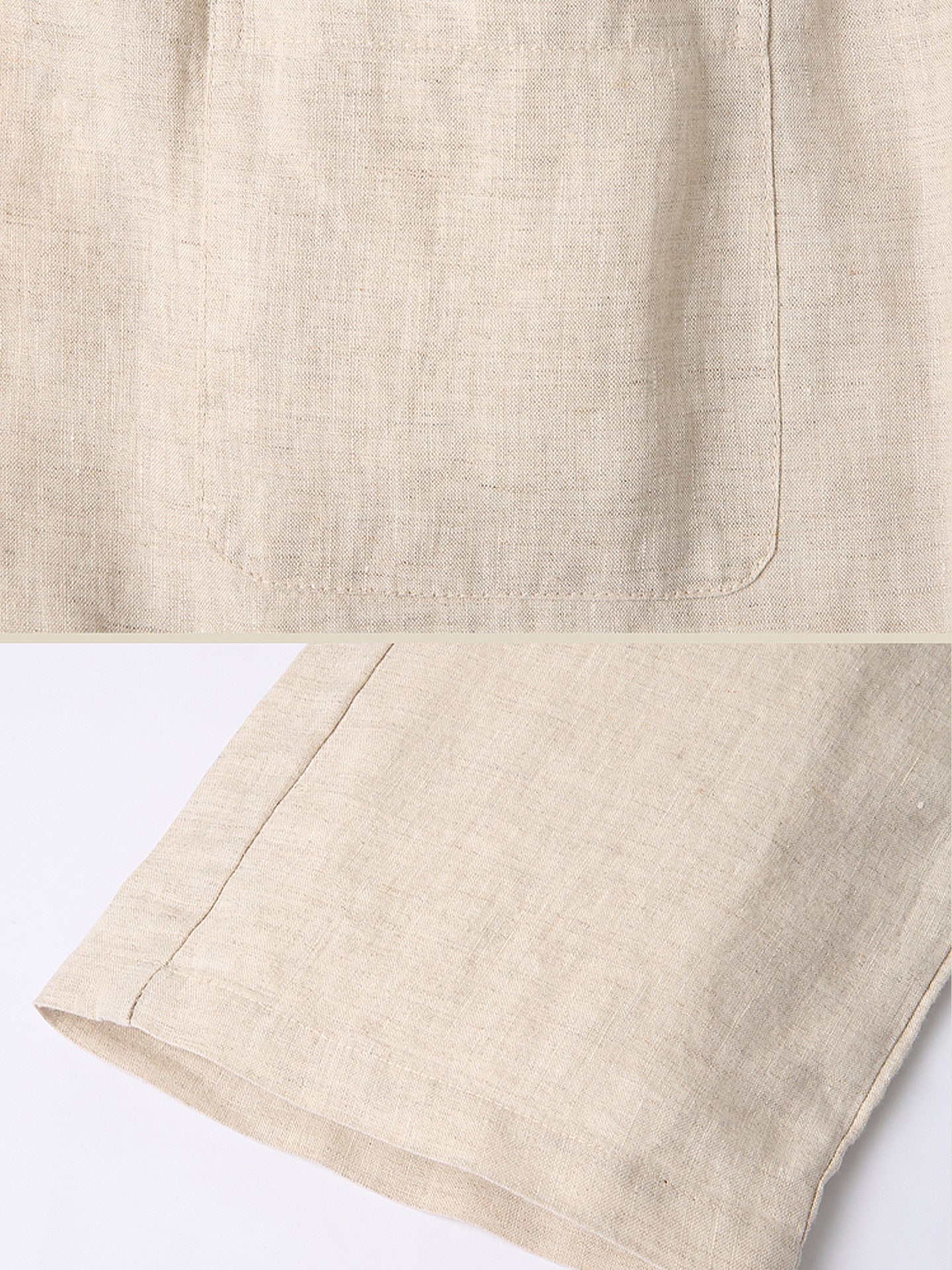 Men's 100% Linen Straight-Leg Casual Pants Breathable Loose Drawstring Trousers
