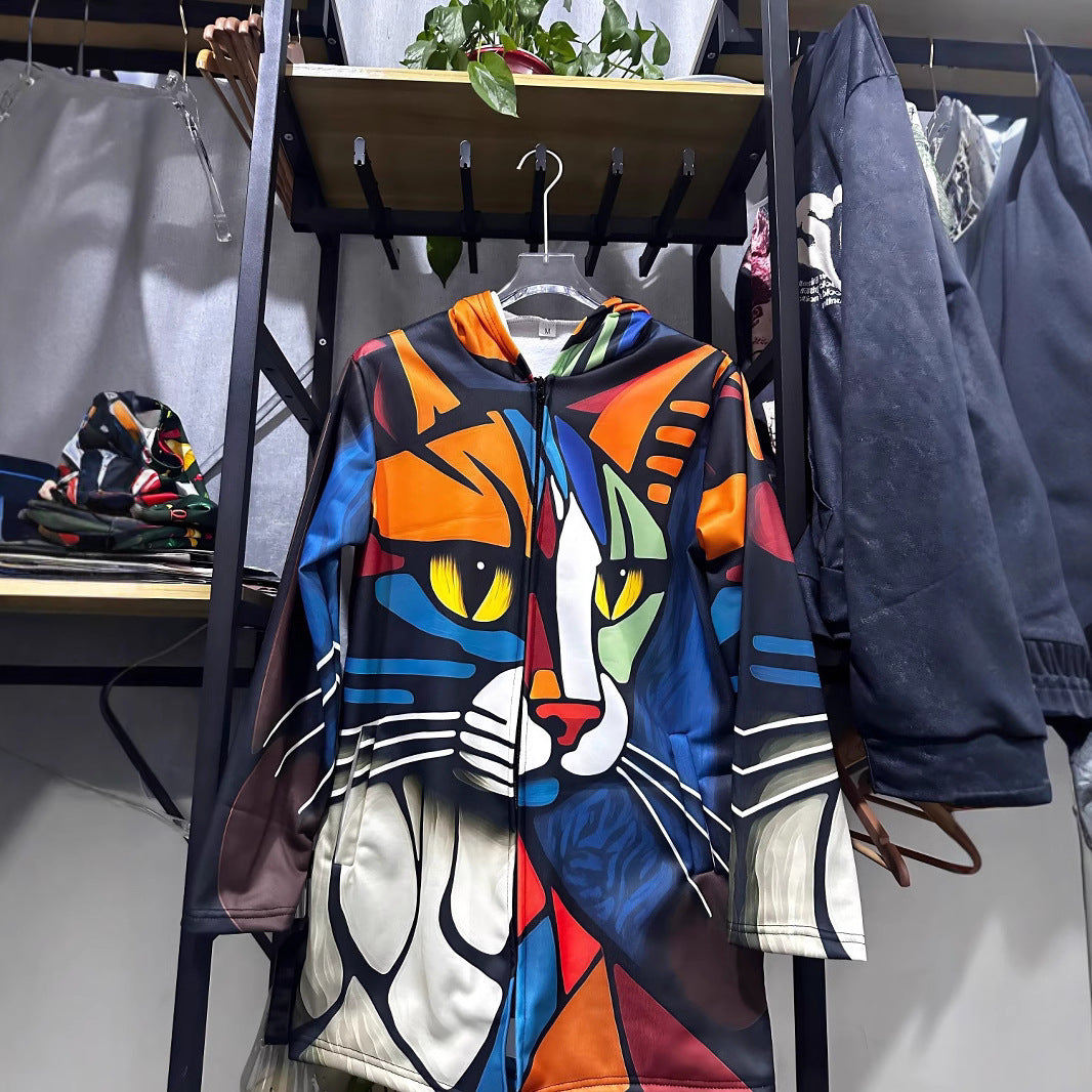 Men's 3D Digital Print Hooded Jacket