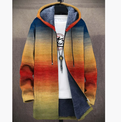 Men's 3D Digital Print Hooded Jacket