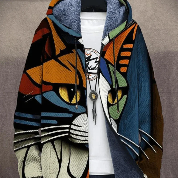 Men's 3D Digital Print Hooded Jacket