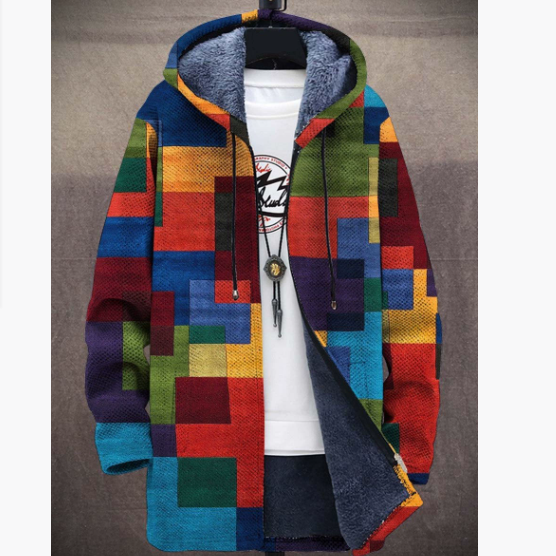 Men's 3D Digital Print Hooded Jacket