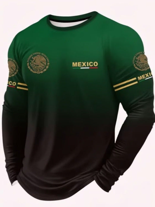 Men's 3D Digital Print Round Neck Long Sleeve T-shirt