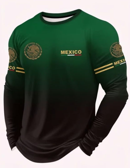 Men's 3D Digital Print Round Neck Long Sleeve T-shirt