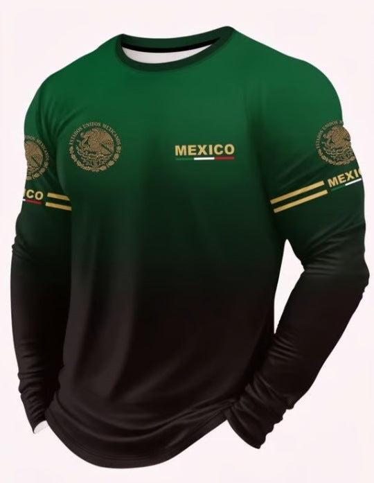 Men's 3D Digital Print Round Neck Long Sleeve T-shirt