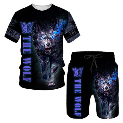 Men's 3D Lion Print Sportswear Set