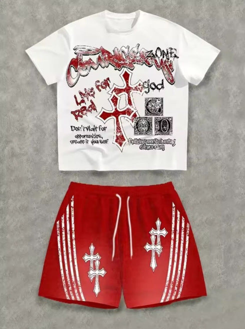 Men's 3D Print Casual Short Sleeve and Shorts