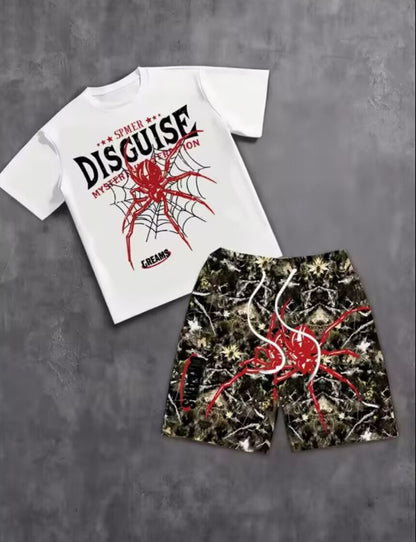 Men's 3D Print Casual Short Sleeve and Shorts