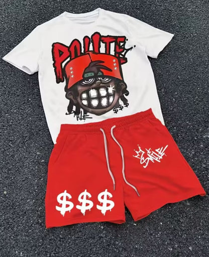 Men's 3D Print Casual Short Sleeve and Shorts
