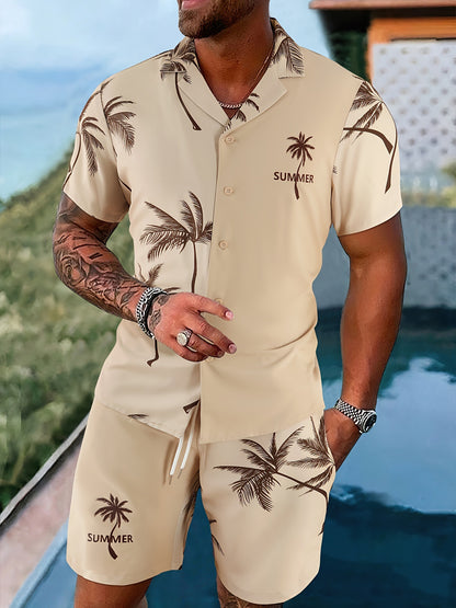 Men's 3D Printed Tropical Shirt and Shorts Set