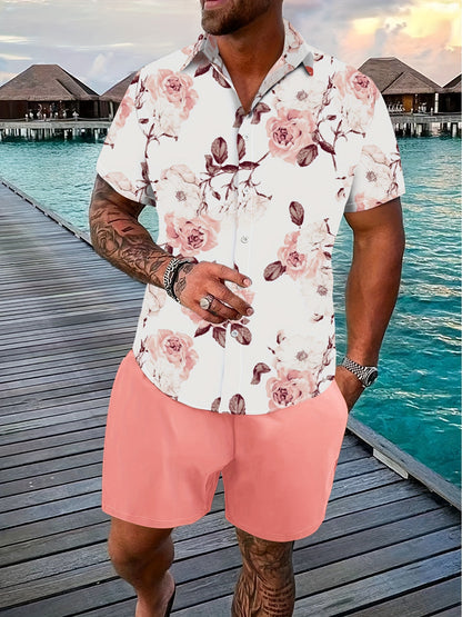Men's 3D Printed Tropical Shirt and Shorts Set