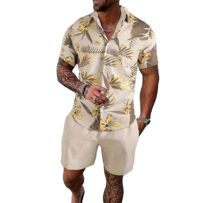 Men's 3D Printed Tropical Shirt and Shorts Set